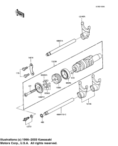 KZ1000 Gear change drum & forks