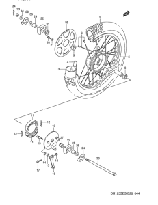 DR125 Rear wheel complete assy