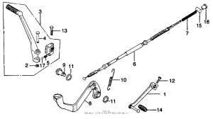 MR250 Kick starter arm + change pedal + brake pedal