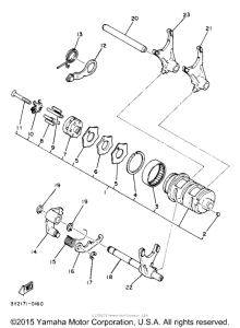 XT250J Shift cam - fork