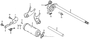 CM185 Shift drum + shift fork