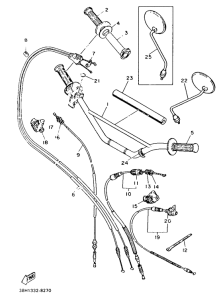 XT500 Steering handle. cable