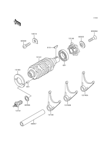 KMX125 Валы и вилки переключения передач