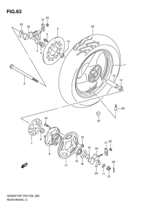 GS500 Rear wheel complete assy
