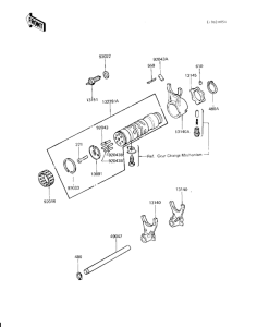 KZ1000 Gear change drum & forks