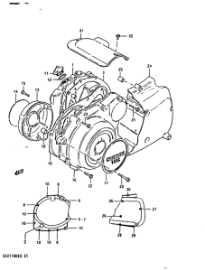 GSX1100 Crankcase cover ass`y  (v