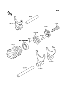  Gear change drum & forks