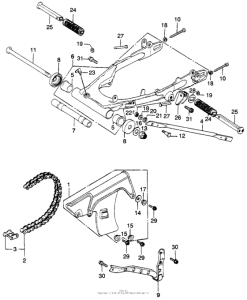 XL250 Swingarm + drive chain k1-k2