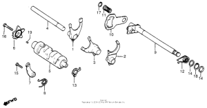  Gearshift drum + gearshift spindle