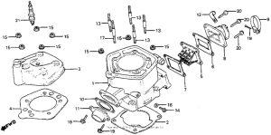 CR125R Cylinder head + cylinder + reed valve 81