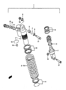 RM250 Абсорбер удавный в сборе задний