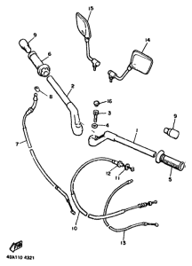XJ600 Steering handle. cable
