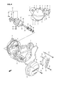 RM125 Crankcase cover- water pump