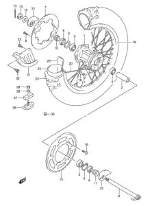 RMX250 Rear wheel complete assy