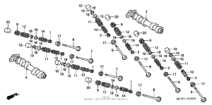 VFR800 (ABS) Camshaft + valve (fr.)