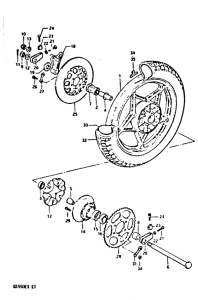 GS550 Rear wheel complete assy