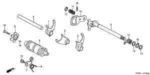 XR200R Shift drum / shift fork