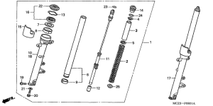 CB900F Вилка передней оси