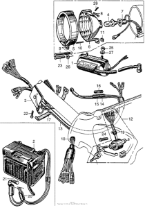 CA100 Headlight + battery + wire harness