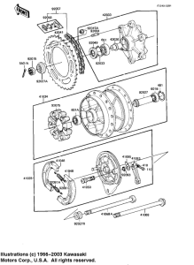KE175 Rear hub / brake / chain