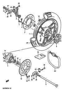 GSX550 Rear wheel complete assy