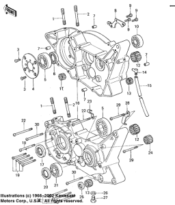 KX125 Картер двигателя