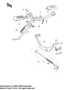 KM100 Footrests / stand / brake pedal