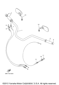 XVS650A Steering handle  cable