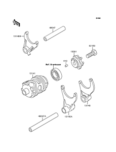  Gear change drum & forks