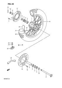 RM125 Rear wheel complete assy