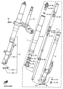 YZF750SP Front fork assy(ur silv