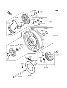 VN250 Заднее колесо и цепь