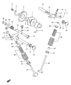 DR350 Распределительный вал-клапаны