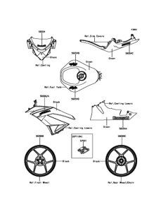ZX600 Decals(Green)(RCF)(CA，US)