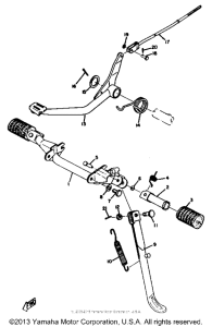 HT1B Stand, footrest & rear brake pedal