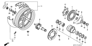 NR750 Rear wheel complete assy