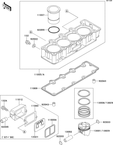 ZX400 Цилиндр и поршни