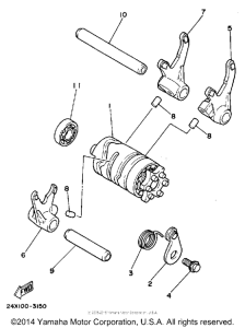 YZ125K Shift cam-fork