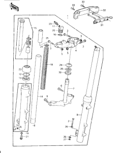 KZ1000 Вилка передней оси