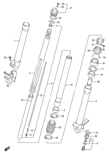 RMX250 Передняя вилка