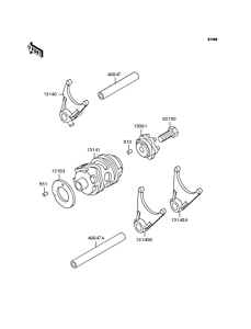  Gear change drum & forks