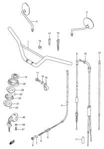 BX120 Handle bar - control cable