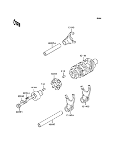  Gear change drum & forks
