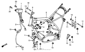 CR250R Frame + ignition coil + c.d.i. unit 82