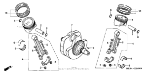 VTX1300S Коленчатый вал и поршни