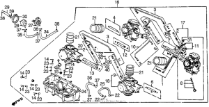 VF1100S Carburetor assy. + carburetor link