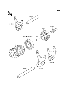  Gear change drum & forks