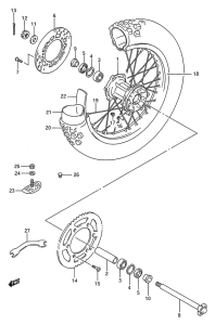 RM125 Rear wheel complete assy