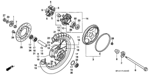 XRV750 Rear wheel complete assy