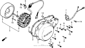 VT500C Left crankcase cover + alternator